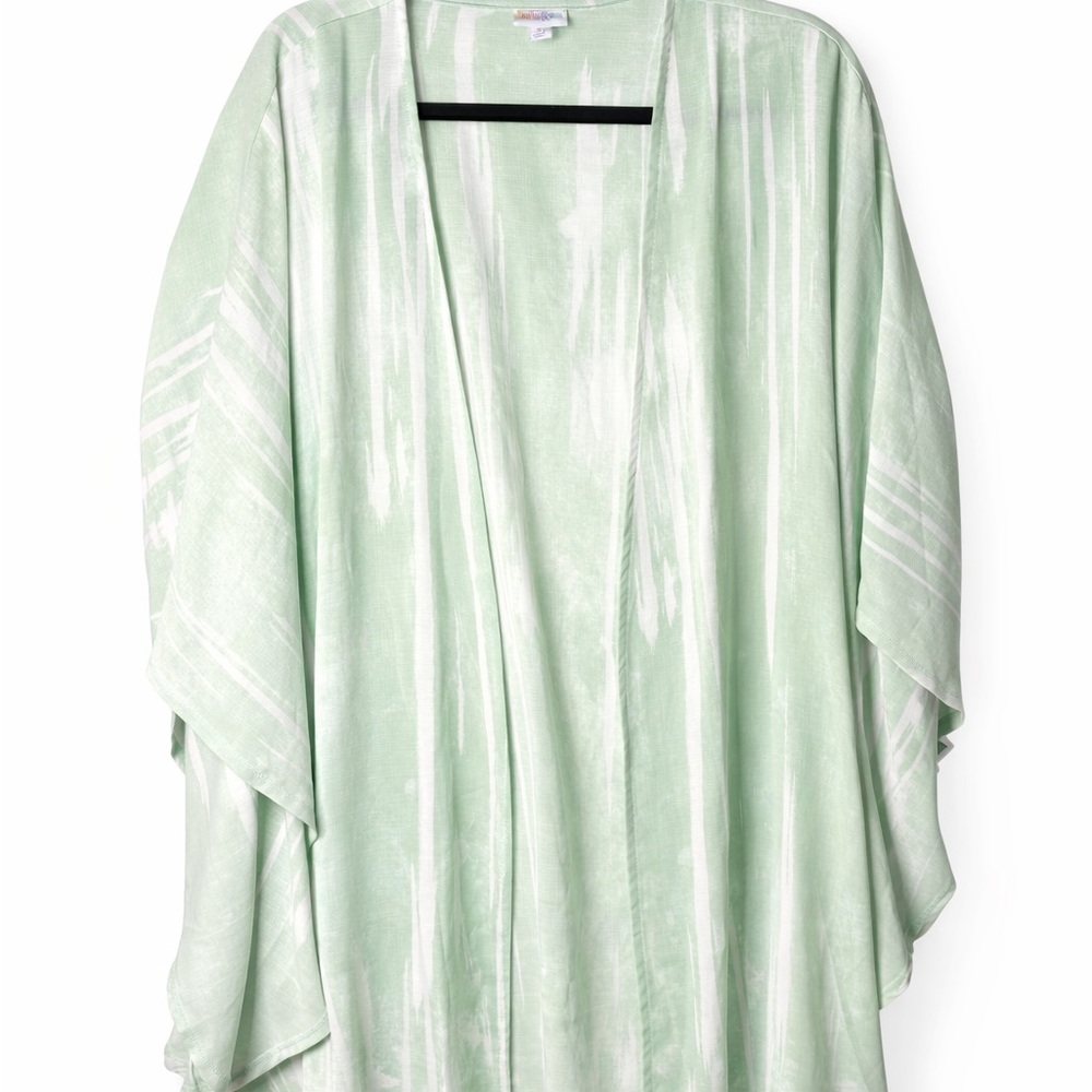 LuLaRoe Mint Green Tie Dye Kimono Cardigan | Size L | Lightweight Boho Layer